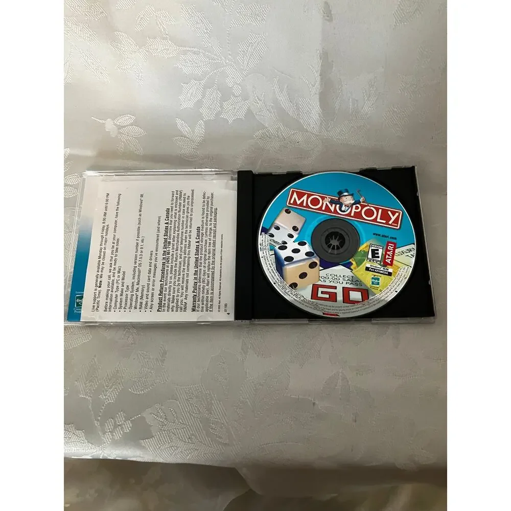 Monopoly PC CD-ROM Game 2001 Atari Windows 95 98 Complete w Manual Jewel Case